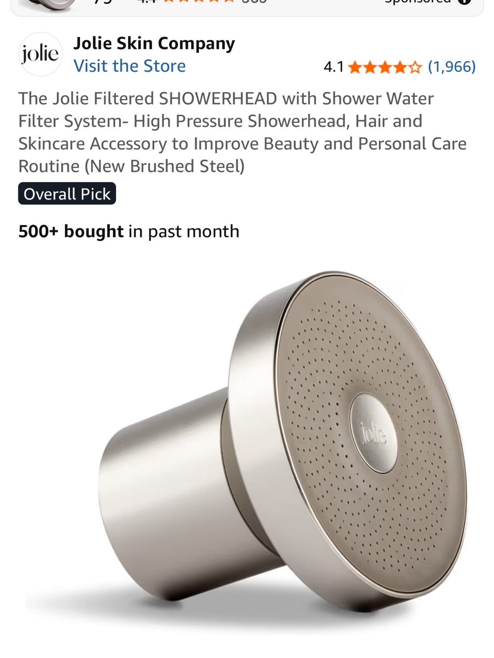 Jolie Brushed Steel Filtered Showerhead-New (box unopened)